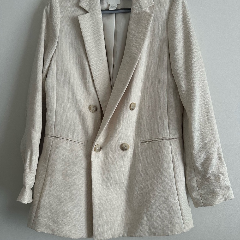 H&M Light Cream Double-Breasted Blazer